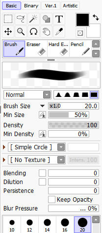 Brush settings (Paint Tool SAI)